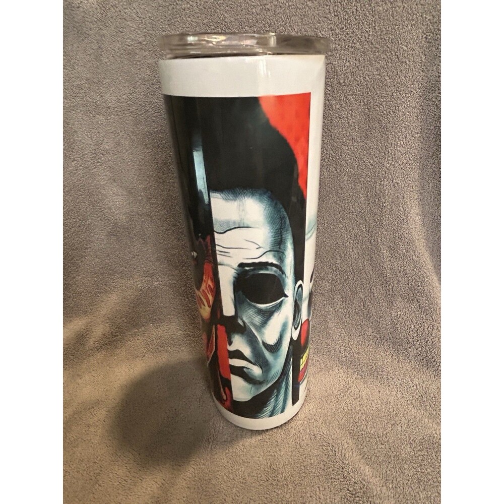 Horror Movie Icons 20oz Skinny Tumbler Slasher Villains Stainless Steel Cup NWOT